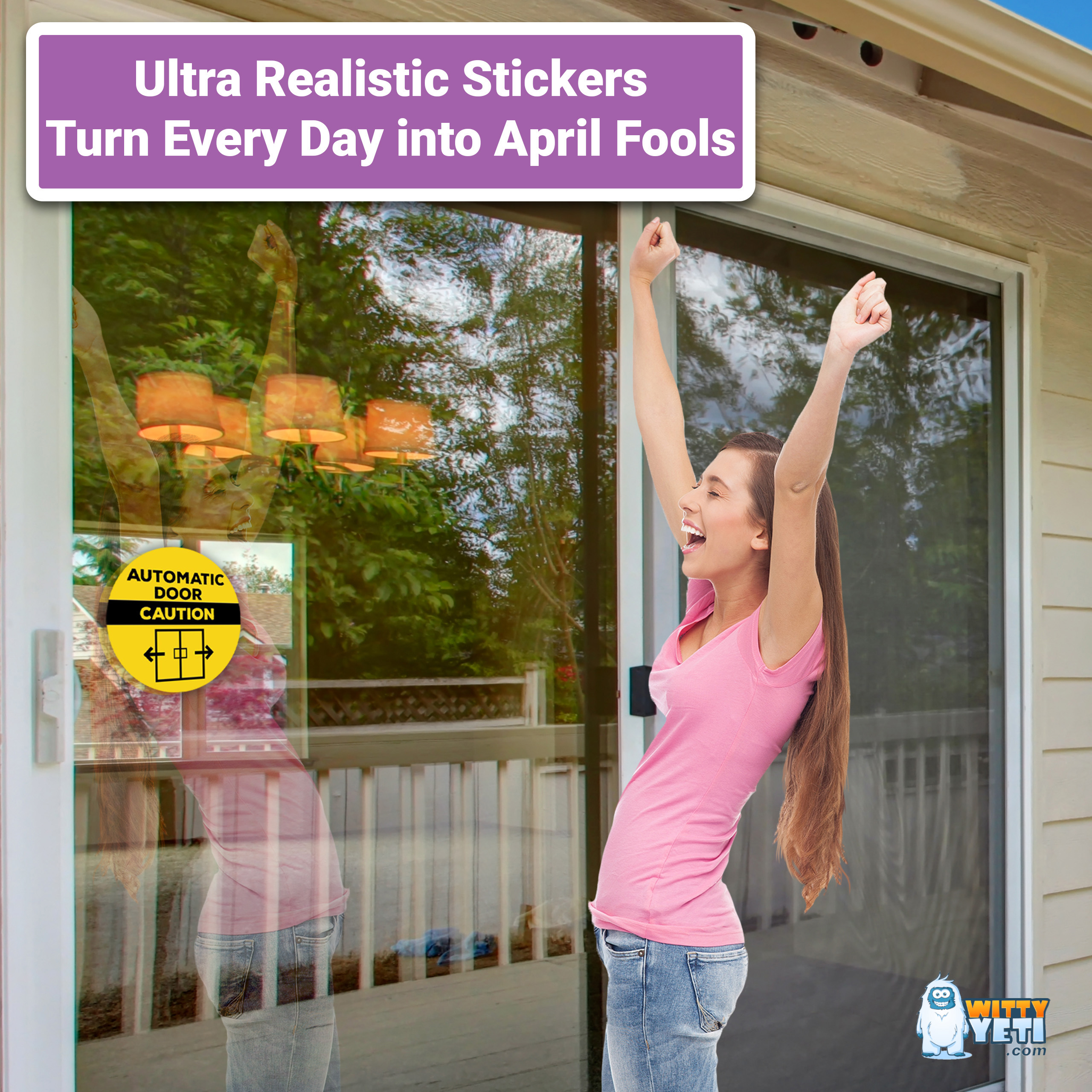 1PC XL Prank Automatic Door Sign Round 5" Novelty Sticker by Ellopi - Picture 17 of 27