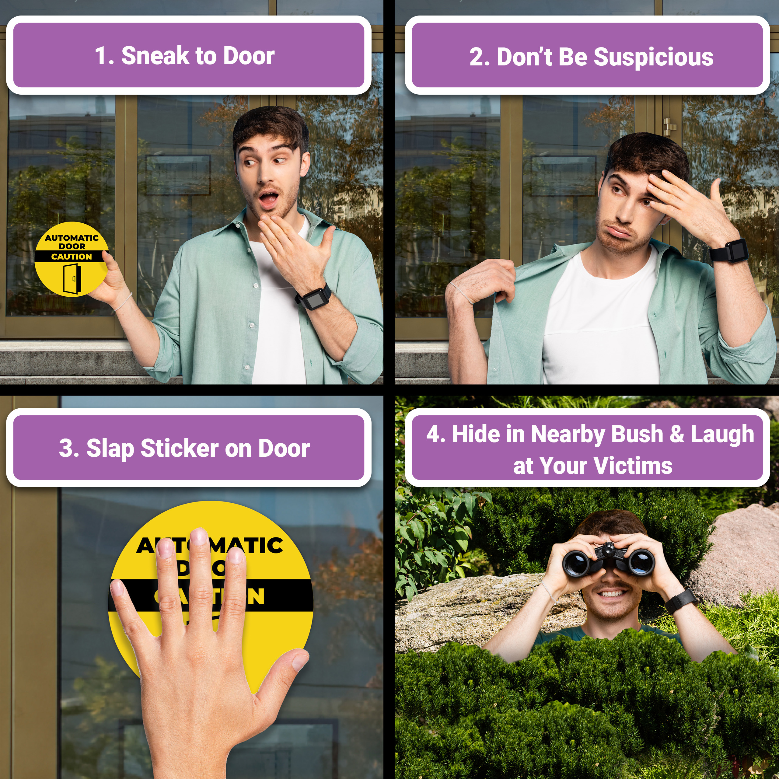 1PC XL Prank Automatic Door Sign Round 5" Novelty Sticker by Ellopi - Picture 10 of 27