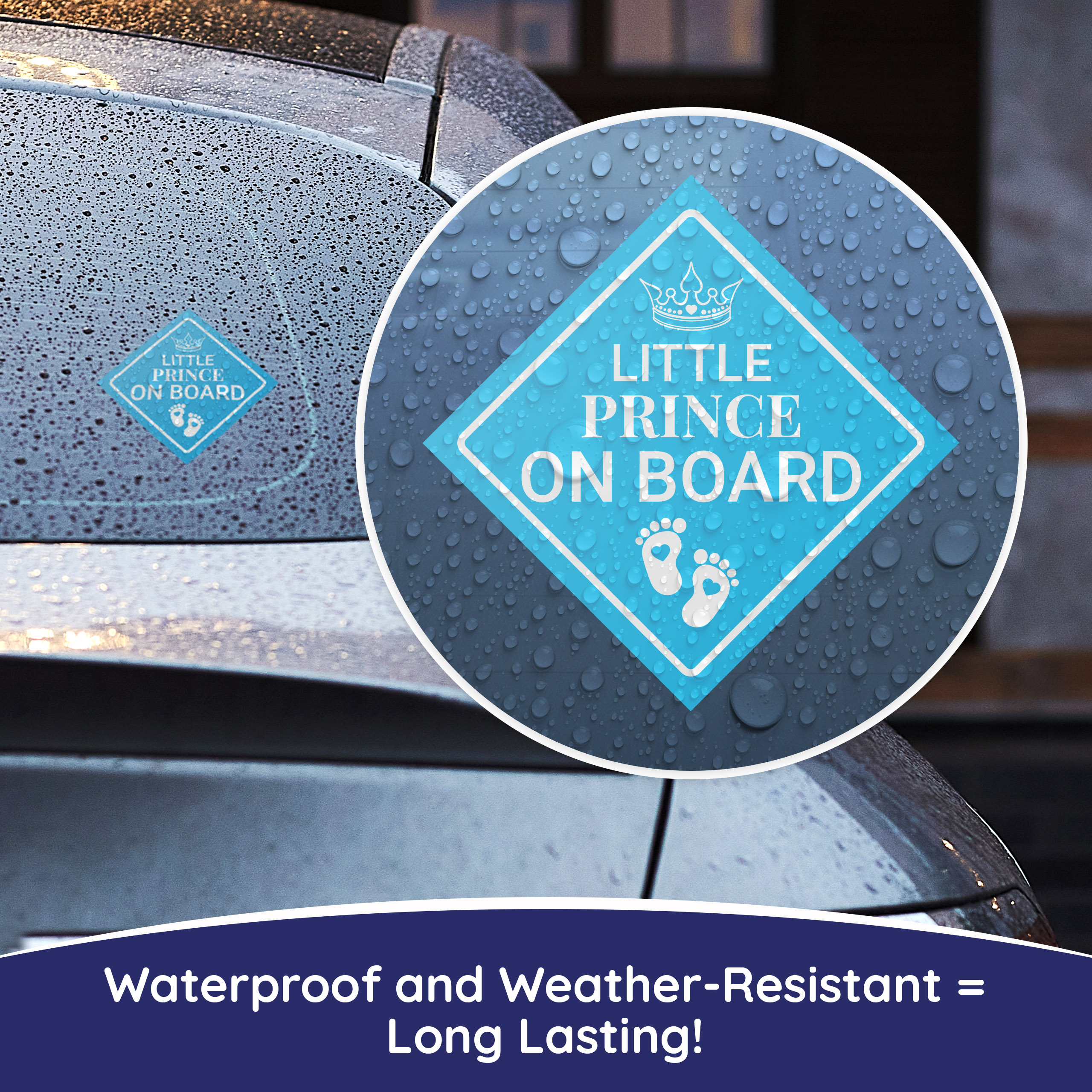 Little Prince/Princess on Board 4.5x4.5 Sticker. Waterproof Baby Car Decals - Picture 9 of 16