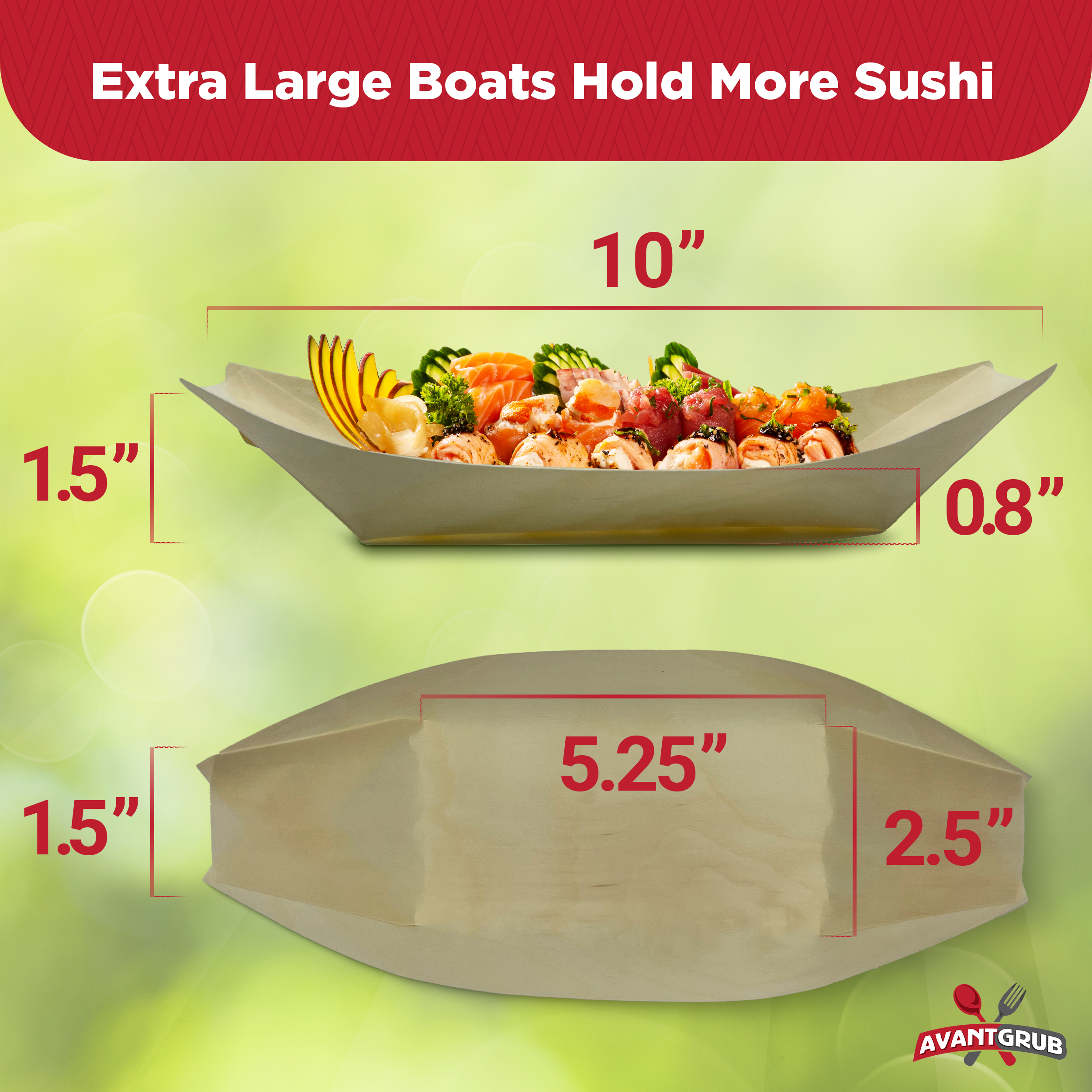 Barcos de sushi desechables de 10" - bandejas de madera de álamo biodegradables - Imagen 21 de 30
