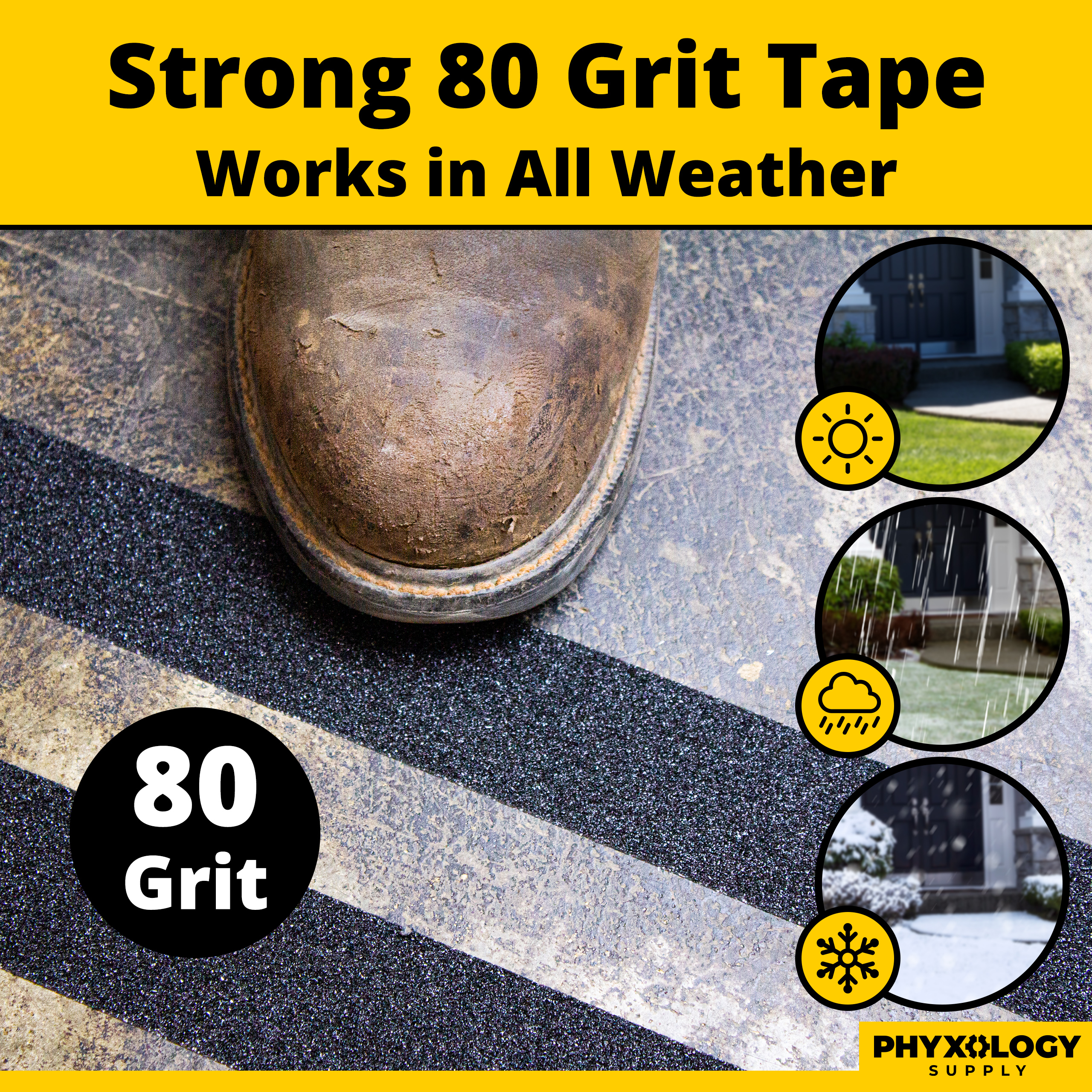 Phyxology Commerical Grade Anti Slip Waterproof Grit Floor Tape, 35' Roll - Picture 10 of 26