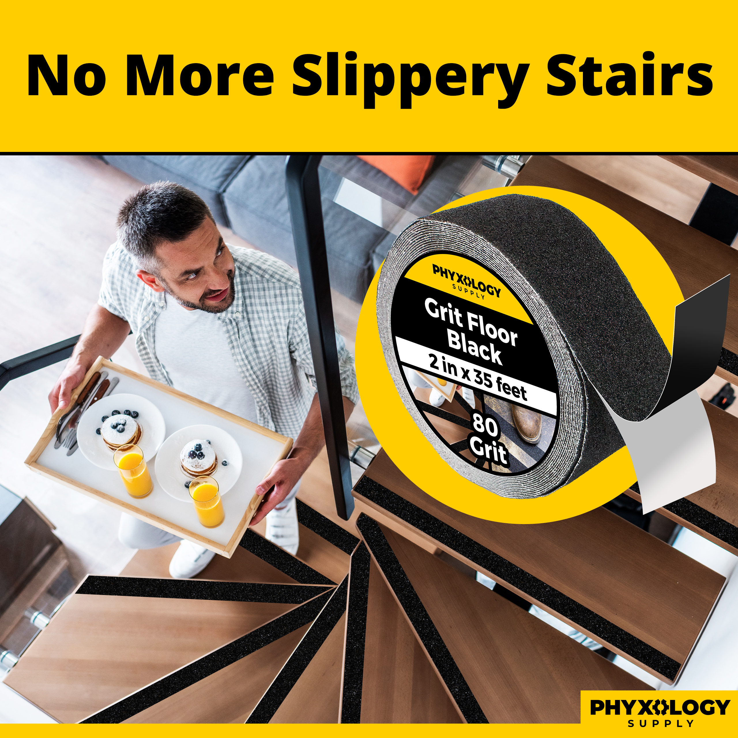 Phyxology Commerical Grade Anti Slip Waterproof Grit Floor Tape, 35' Roll - Picture 11 of 26