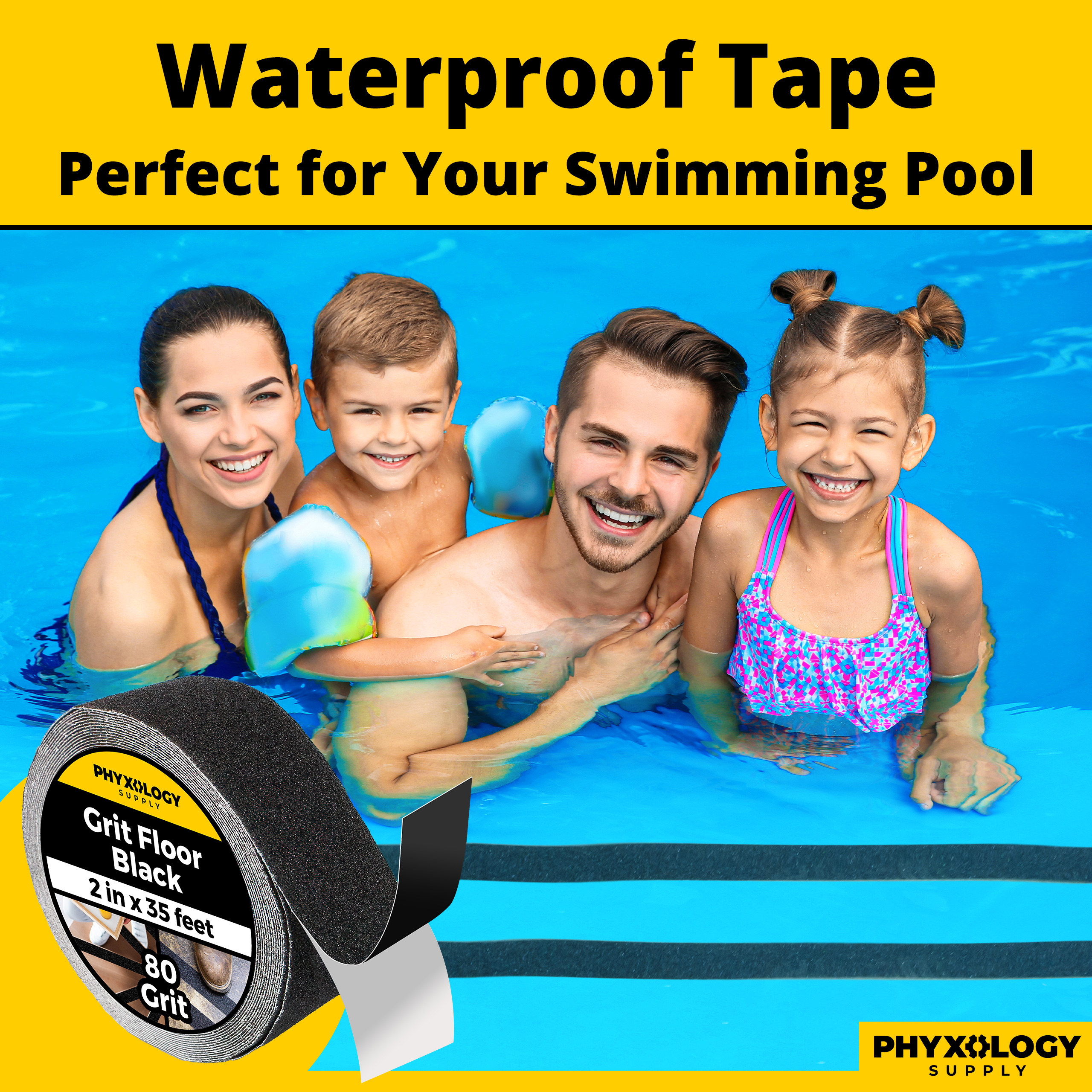 Phyxology Commerical Grade Anti Slip Waterproof Grit Floor Tape, 35' Roll - Picture 14 of 26