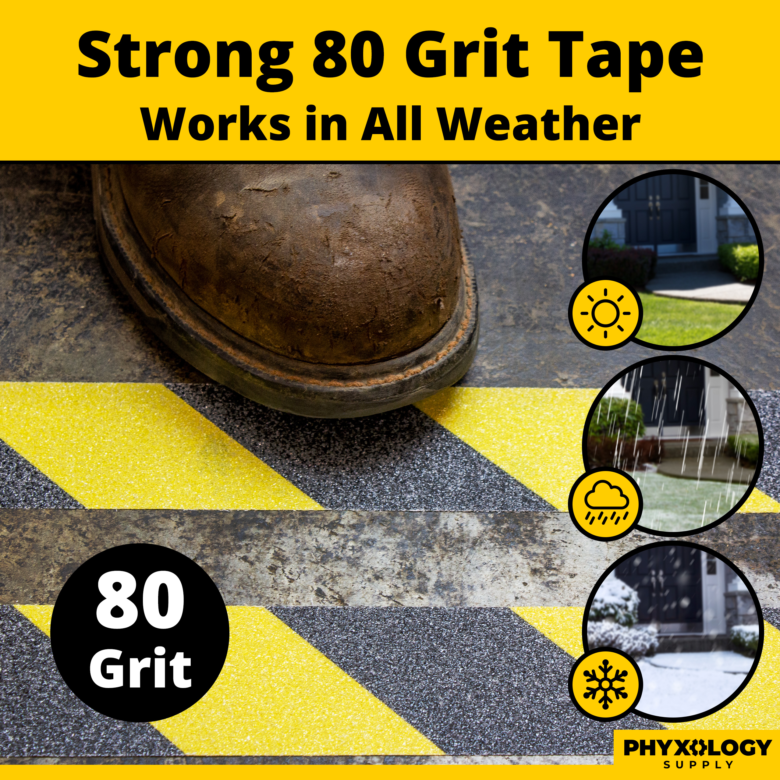 Phyxology Commerical Grade Anti Slip Waterproof Grit Floor Tape, 35' Roll - Picture 22 of 26