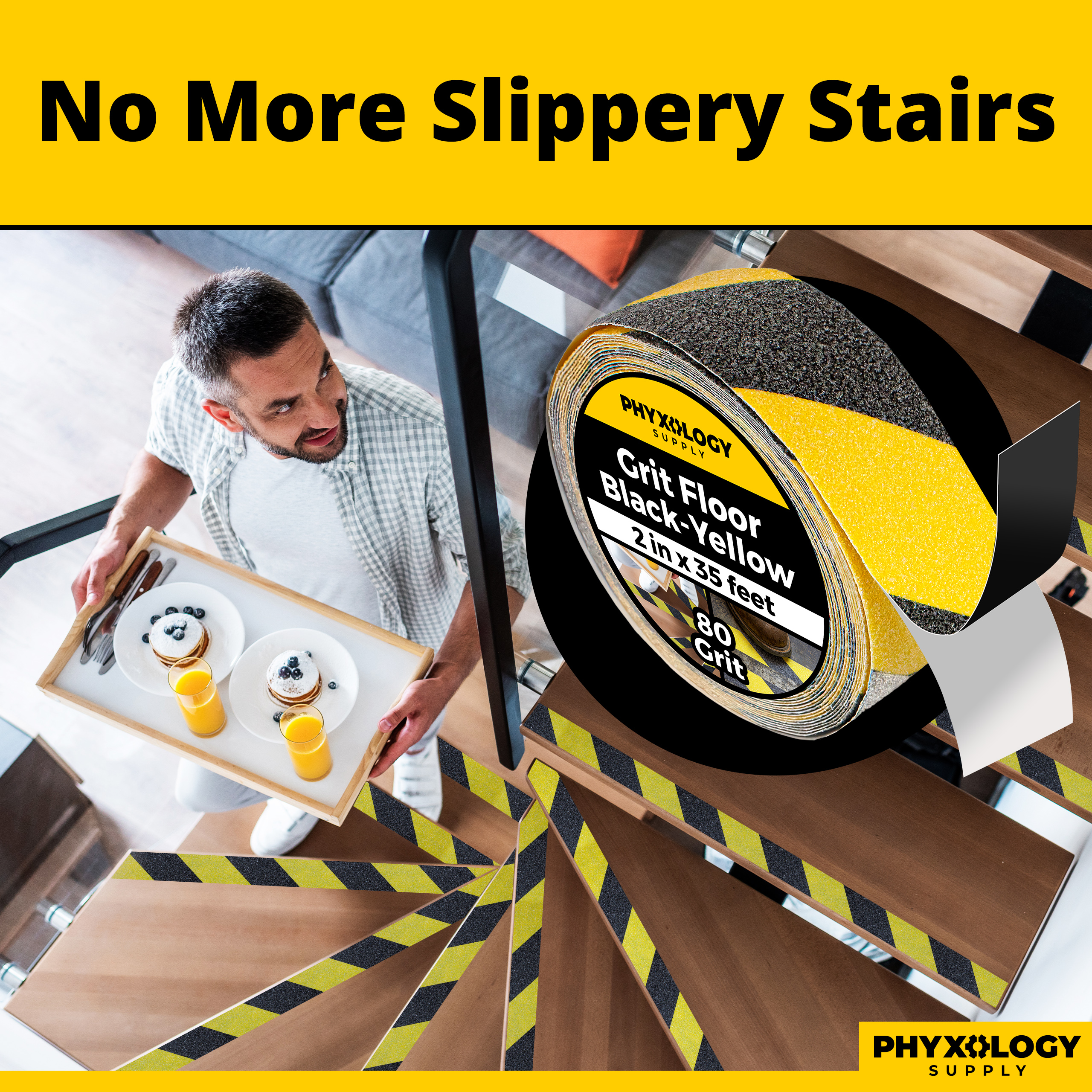 Phyxology Commerical Grade Anti Slip Waterproof Grit Floor Tape, 35' Roll - Picture 23 of 26