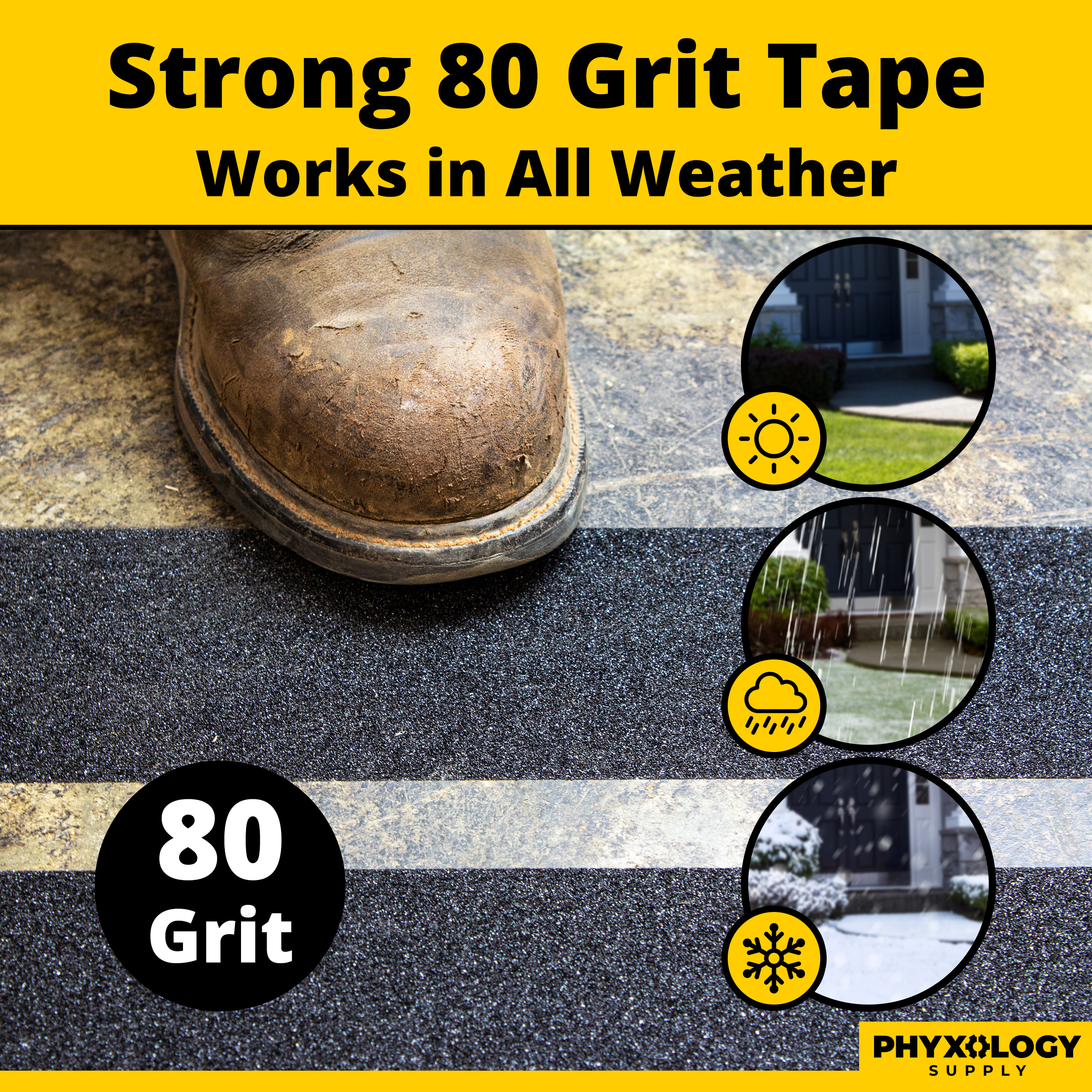 Phyxology Commerical Grade Anti Slip Waterproof Grit Floor Tape, 35' Roll - Picture 17 of 26