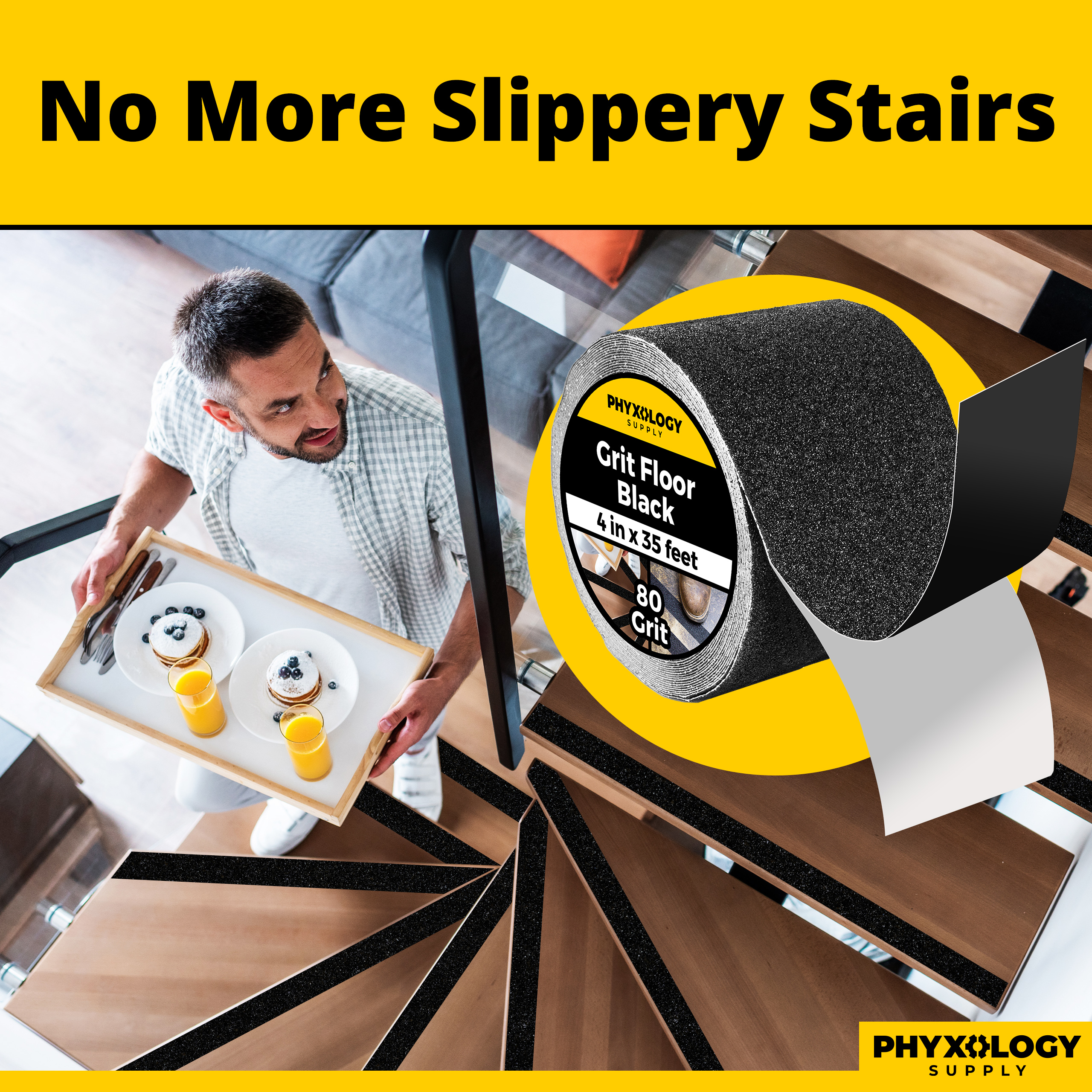 Phyxology Commerical Grade Anti Slip Waterproof Grit Floor Tape, 35' Roll - Picture 18 of 26