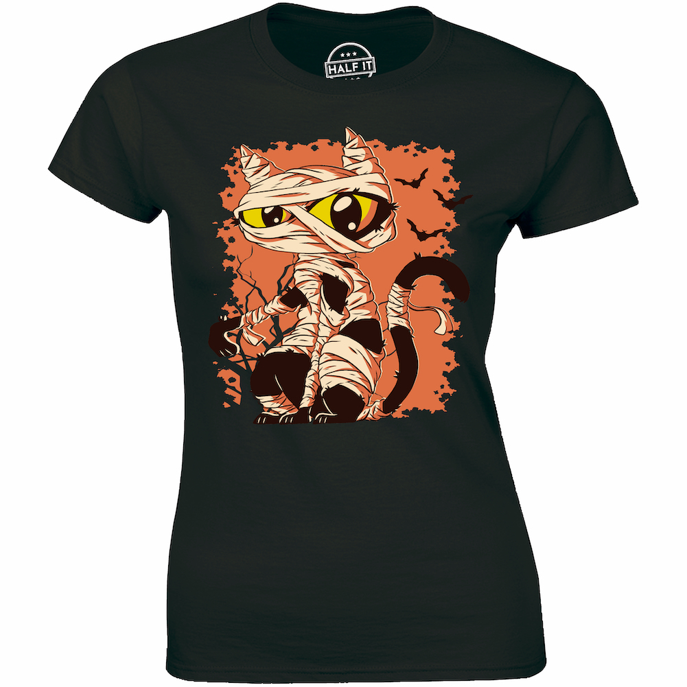 Goth Mummy Cat Shirt Gothic Halloween Horror Tee Women's Premium T