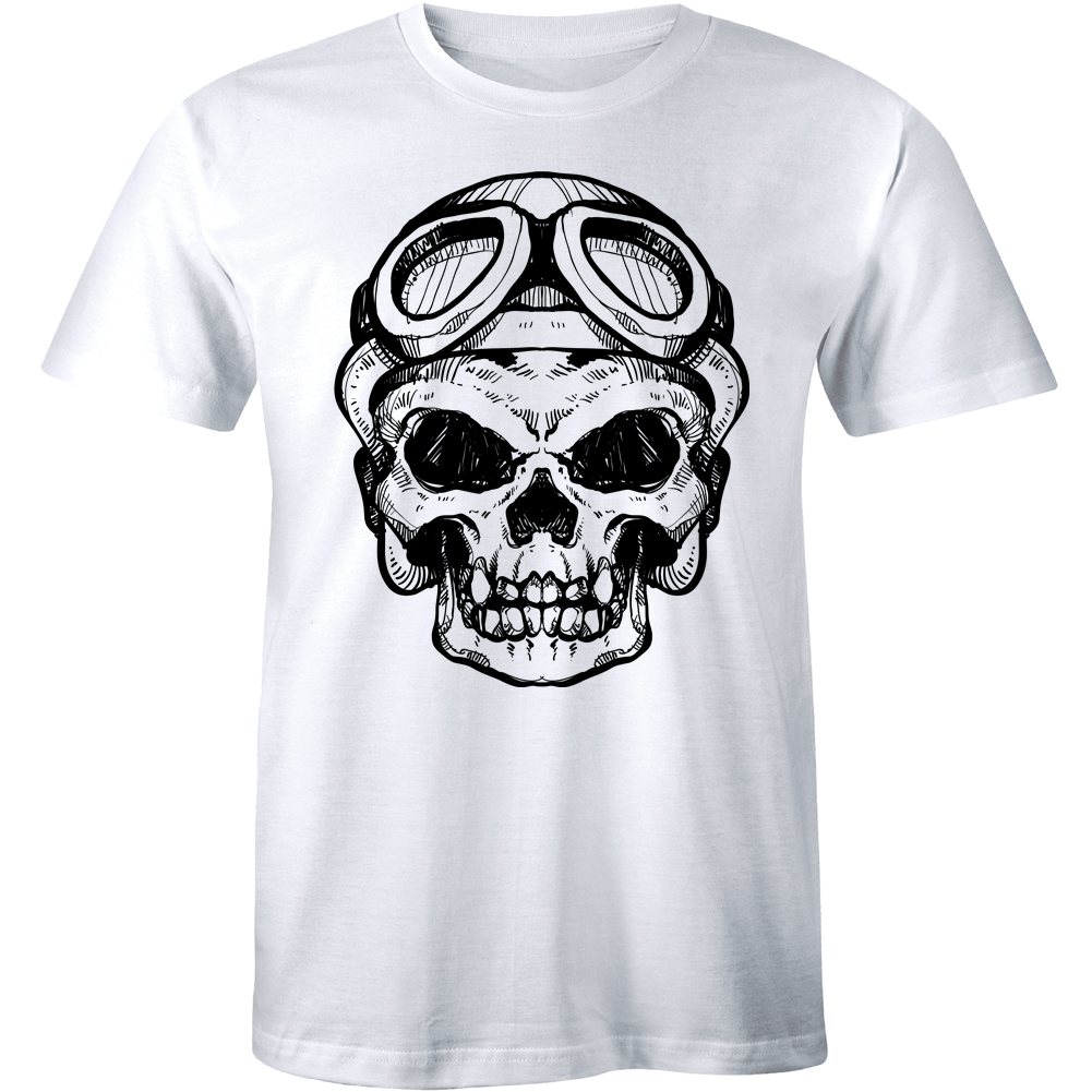 TTTTT様 A Head Of Human Skeleton Scary Cool Pilot Skull Horror Tee Men T