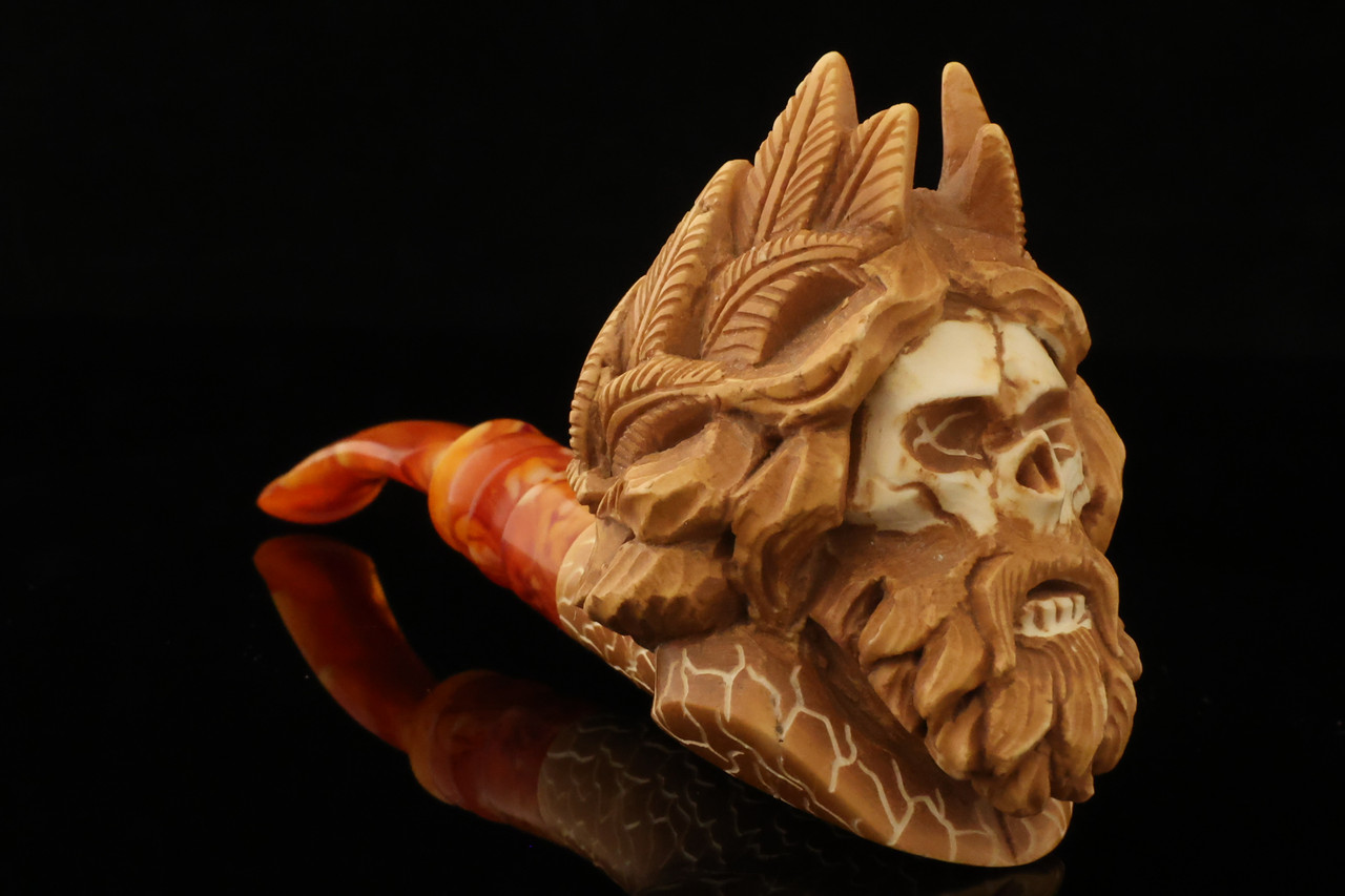 srv - Zeus Skull Meerschaum Pipe with fitted case 15462 | eBay