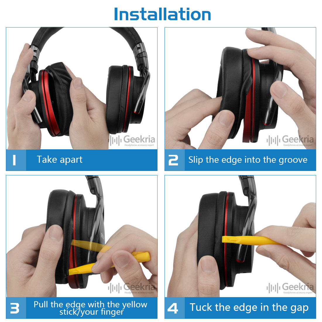 Geekria Velour Ear Pads for Sony MDR-1RNC Headphones (Brown