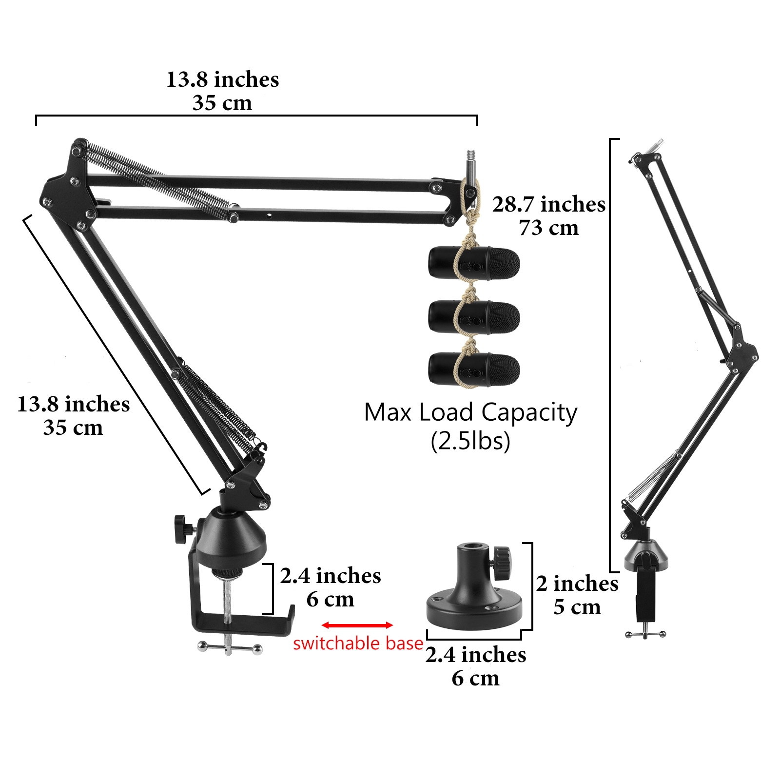Geekria Microphone Boom Arm Mount for Blue Yeti, Yeti X, Yeti Pro