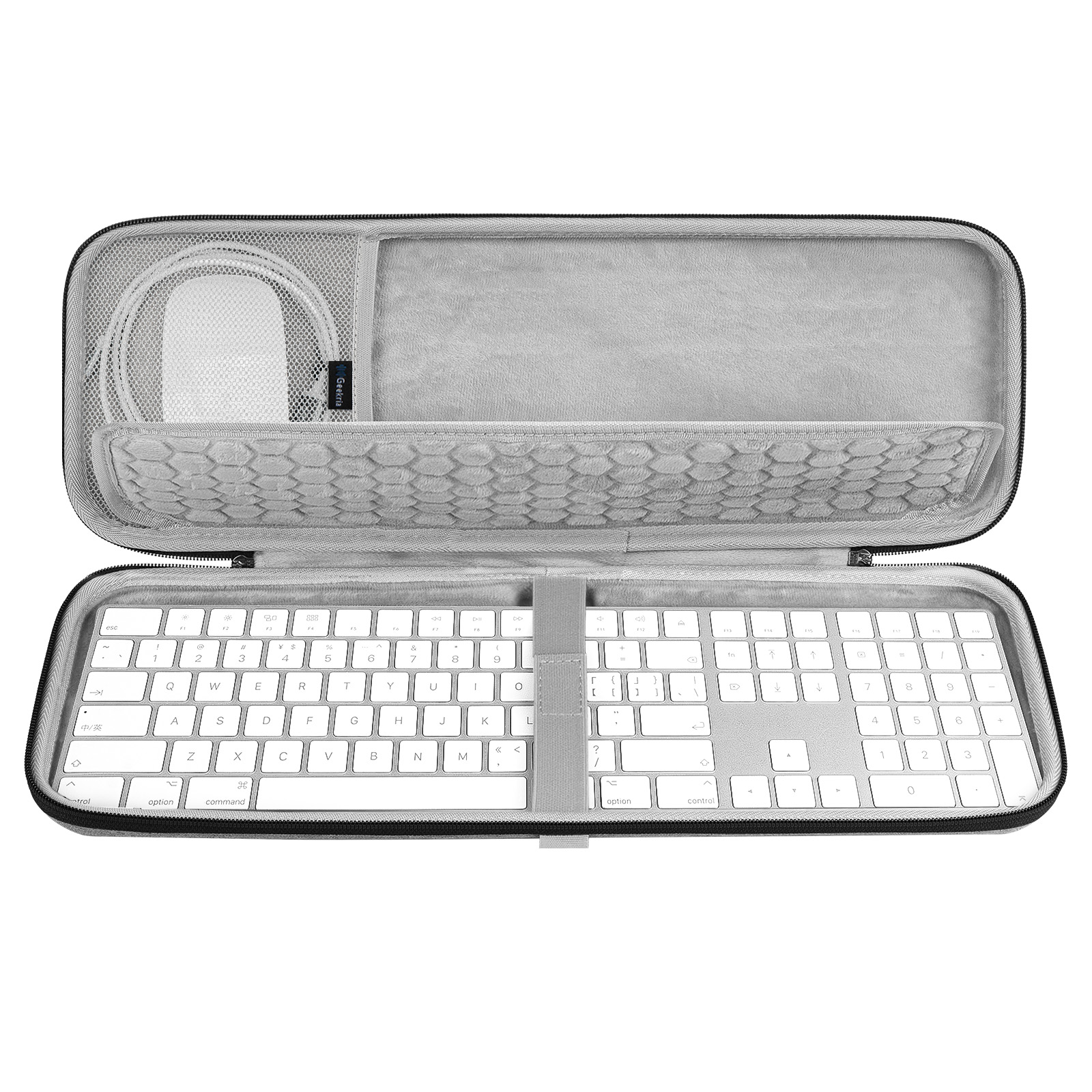 Geekria Hard Carrying Case Compatible with Apple Magic Keyboard Numeric Keypad Apple Magic Mouse (Light Grey)
