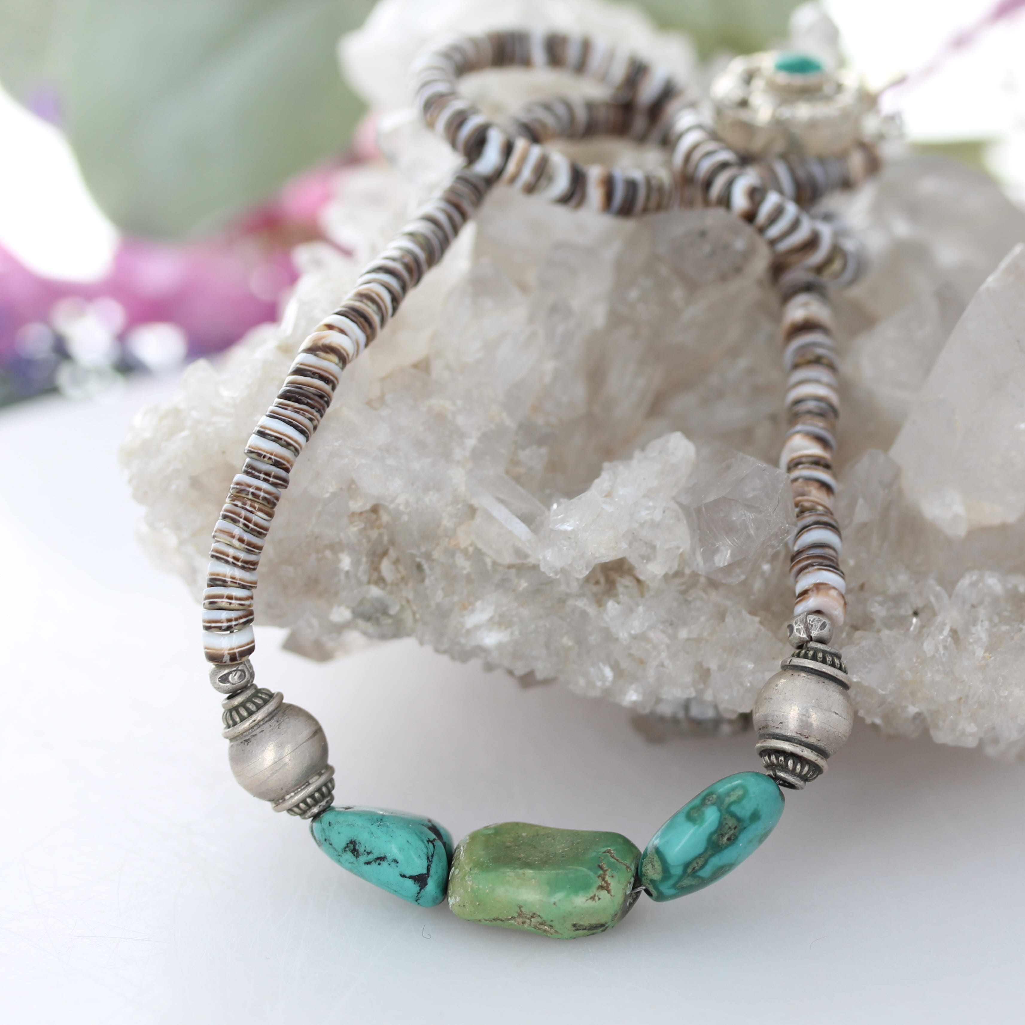 Antique TIBETAN TURQUOISE and CORAL Necklace 19