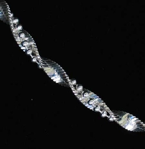 Sterling Silver Bead Herringbone Twist Chain Necklace Kupowanie bomby z natychmiastową dostawą