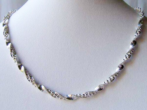 Sterling Silver Bead Herringbone Twist Chain Necklace Kupowanie bomby z natychmiastową dostawą