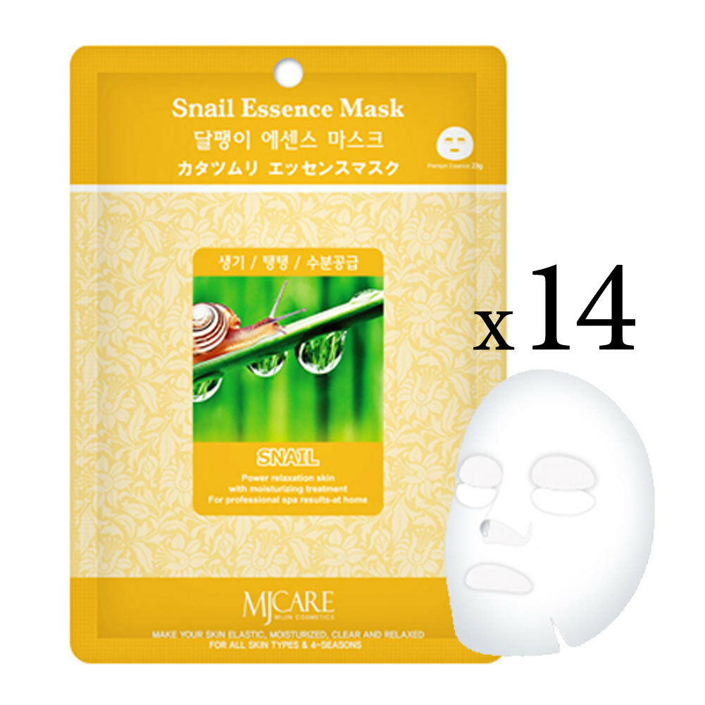14pcs Korean Snail Essence Facial Mask Sheet, Moisture Face Mask Pack