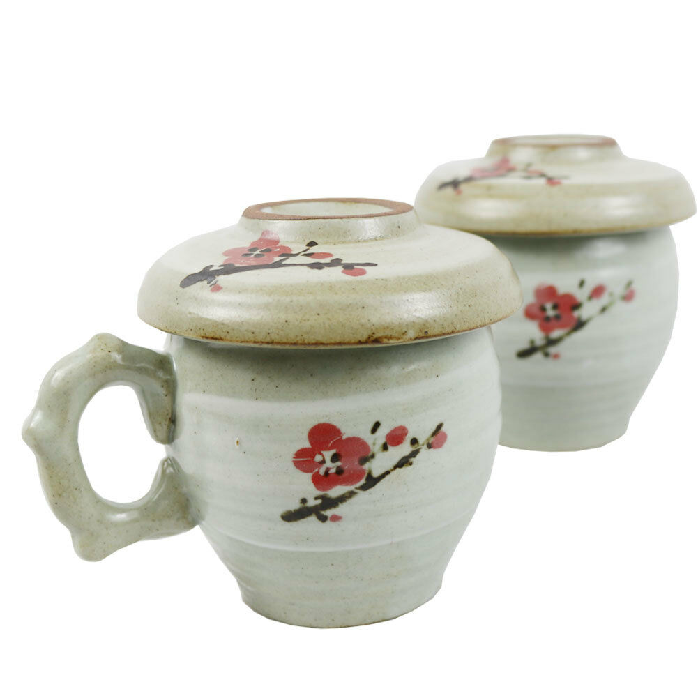 US 2xPorcelain Tea Cup Infuser and Lid Set Korean Ceramics Tea Brewing