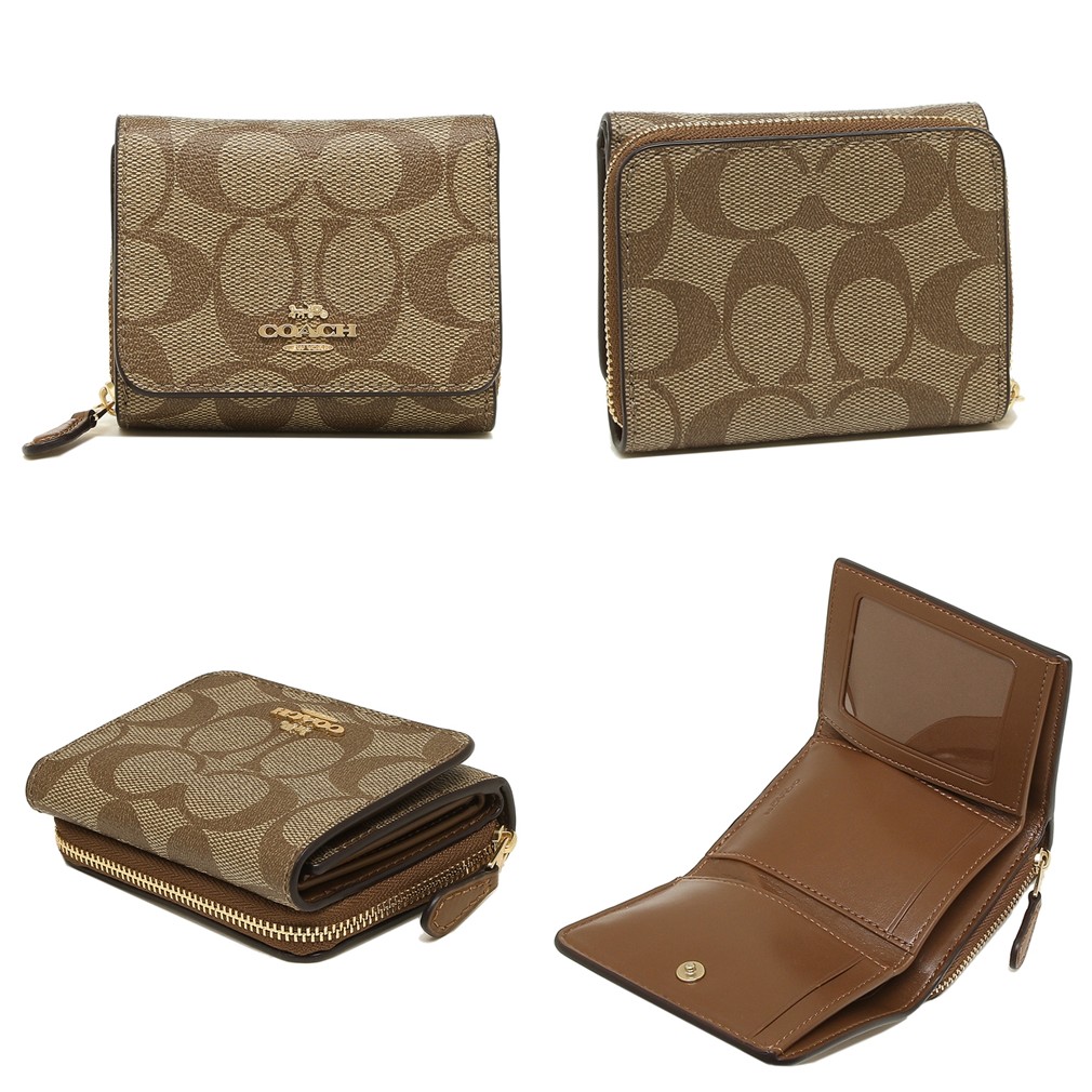 coach small trifold wallet in signature canvas
