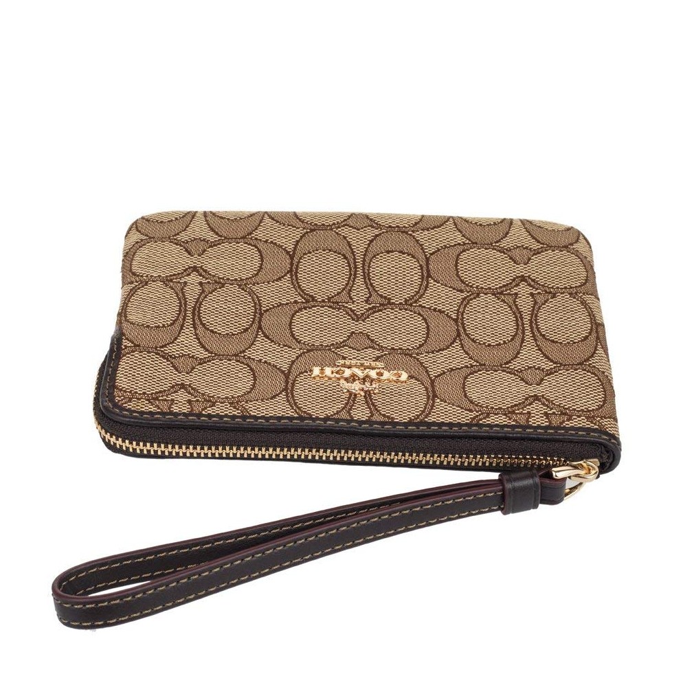 COACH NWT Outlined Signature Corner Zip Wristlet Wallet in Khaki/Brown, F58033 889532685530 | eBay