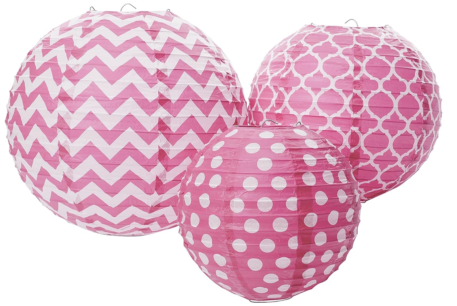 Linternas de papel Chevron con tema de lunares decoración de fiesta de cumpleaños 15 COLORES - Imagen 2 de 6