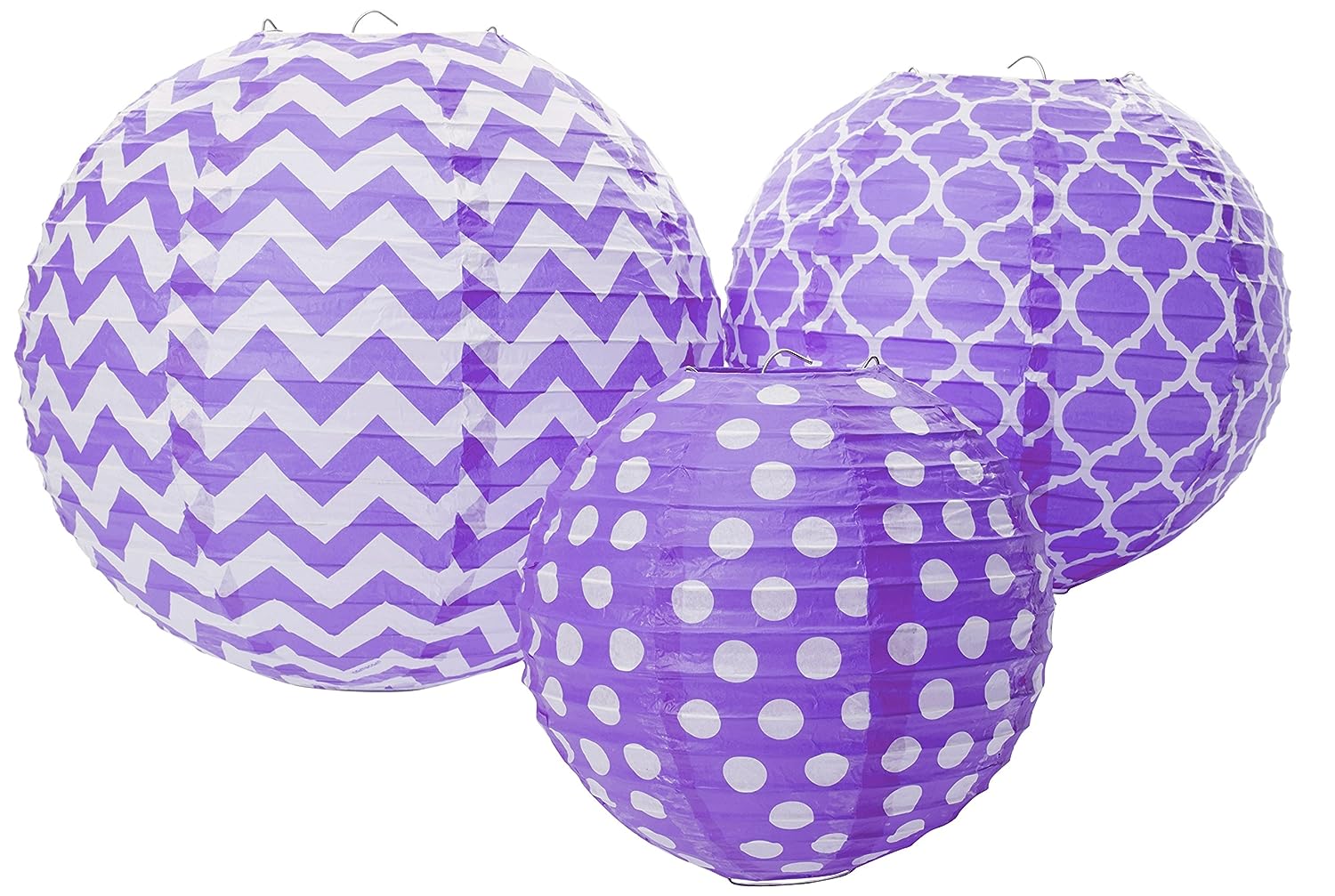 Linternas de papel Chevron con tema de lunares decoración de fiesta de cumpleaños 15 COLORES - Imagen 5 de 6