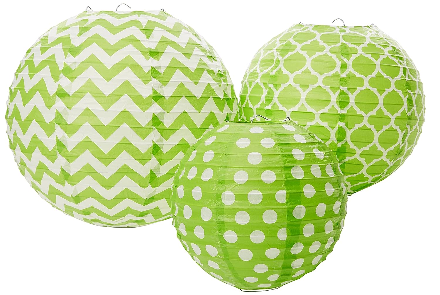 Linternas de papel Chevron con tema de lunares decoración de fiesta de cumpleaños 15 COLORES - Imagen 3 de 6