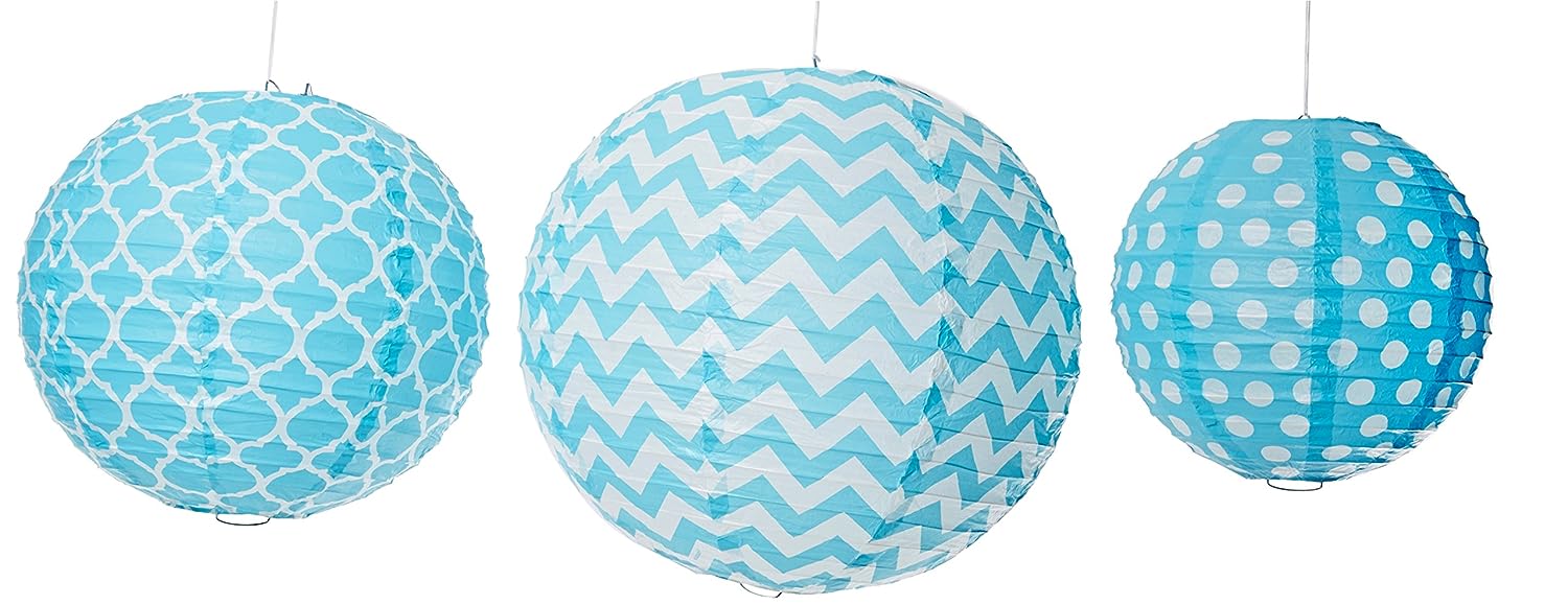 Linternas de papel Chevron con tema de lunares decoración de fiesta de cumpleaños 15 COLORES - Imagen 4 de 6