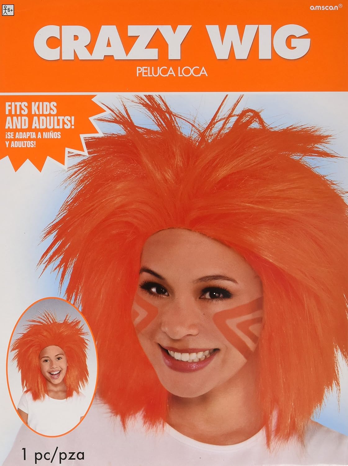 Crazy Wig School Spirit Spiked Fancy Dress Halloween Costume Accessory 9 COLORS - Picture 9 of 10