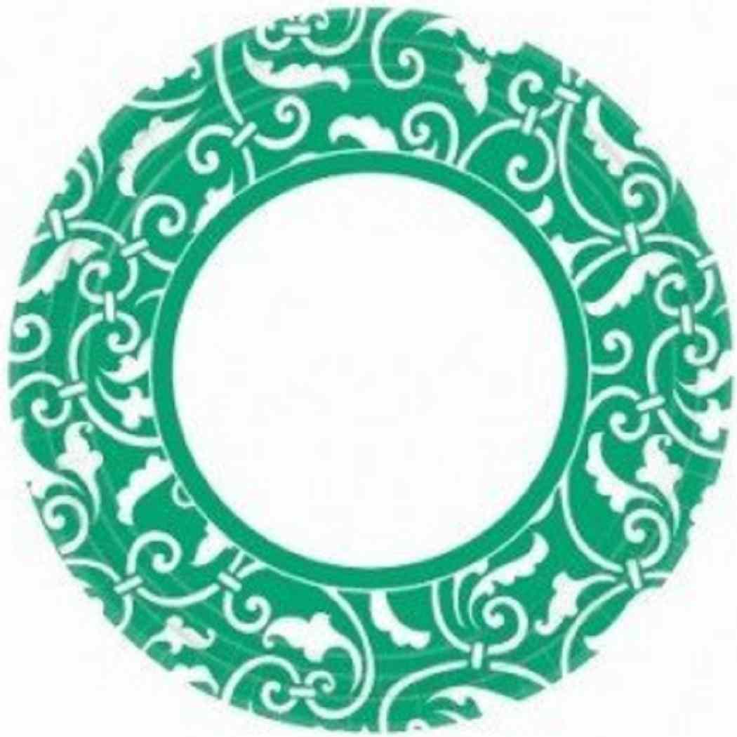 Ornamental Scroll Floral Solid Color Party 9″ Paper Dinner Plates 10 COLORS