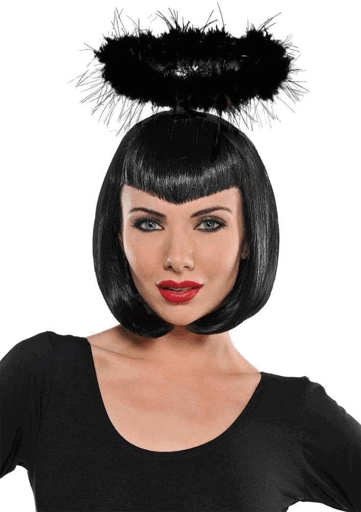 Marabou Halo Angel Fallen Fancy Dress Halloween Adult Costume Accessory 2 COLORS - Picture 2 of 3