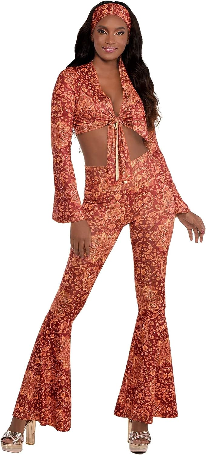 Free Spirit Hippie Retro Disco Suit Yourself Fancy Dress Halloween Adult Costume - Picture 9 of 10