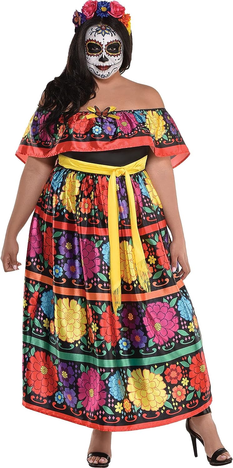 Sugar Skull Beauty Day Dead Dia Muertos Fancy Dress Up Halloween Adult Costume - Picture 11 of 12