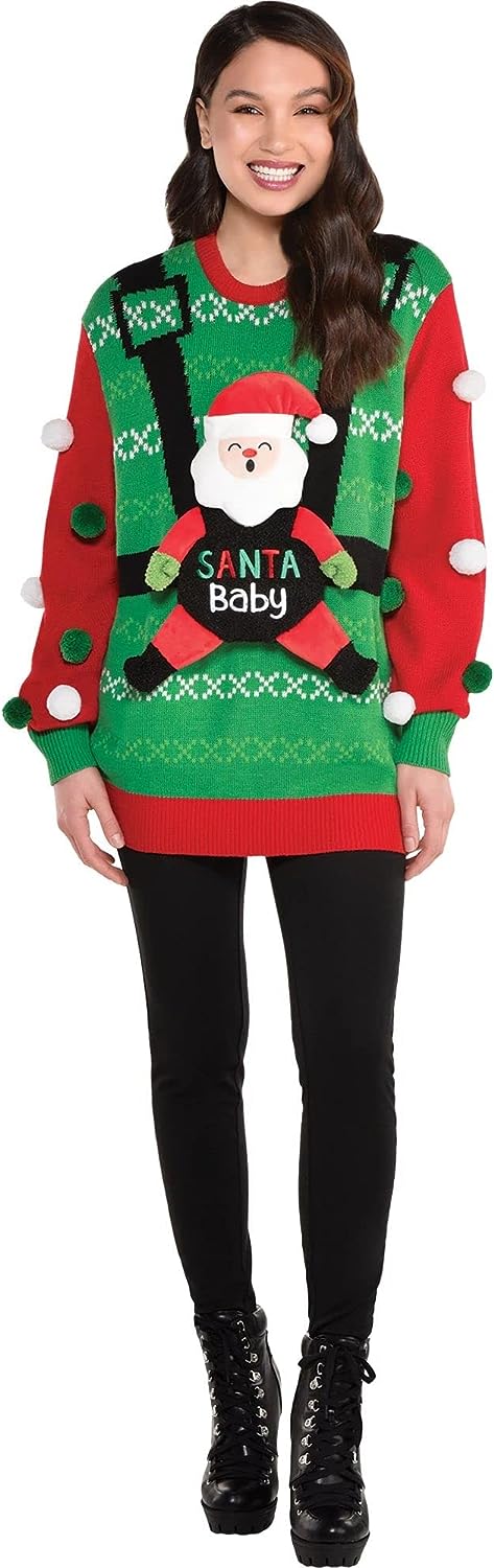 Santa Baby Ugly Christmas Sweater Suit Yourself Fancy Dress Up Adult Costume - Picture 5 of 6