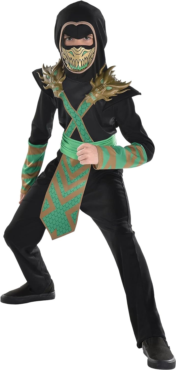 Dragon Ninja Warrior Black Suit Yourself Fancy Dress Up Halloween Child Costume - Picture 9 of 10