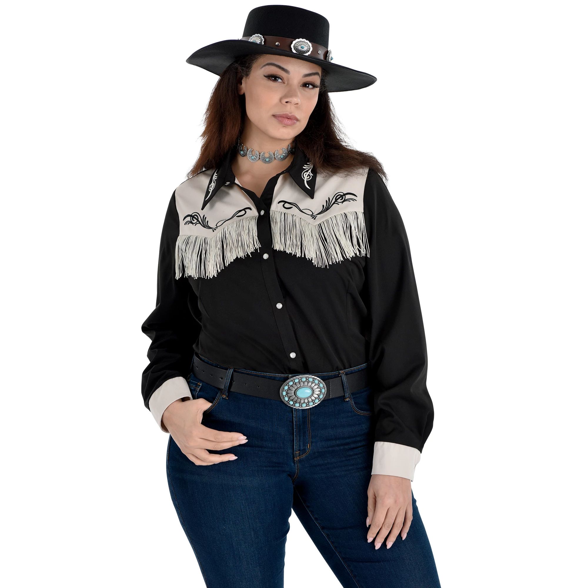 Western Shirt Women's Cowgirl Fancy Dress Up Halloween Adult Costume Accessory - Picture 7 of 8