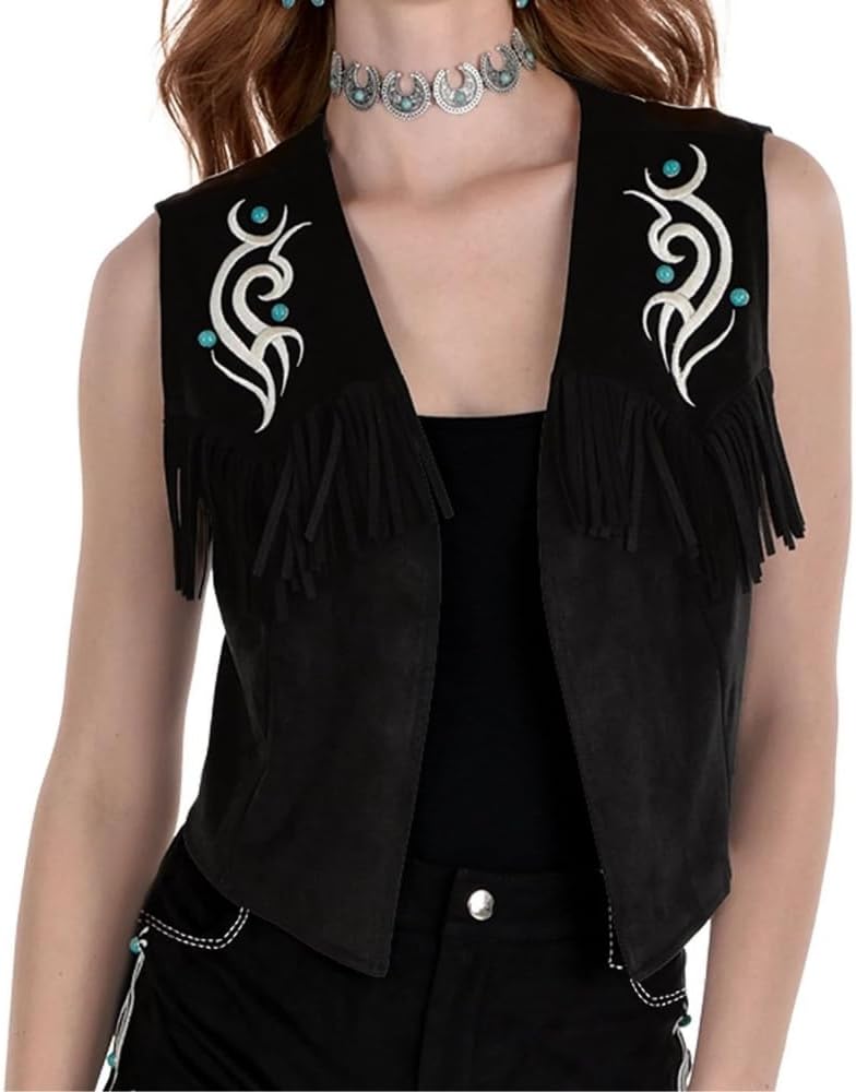 Western Vest Women's Cowgirl Fancy Dress Up Halloween Adult Costume Accessory - Picture 7 of 8