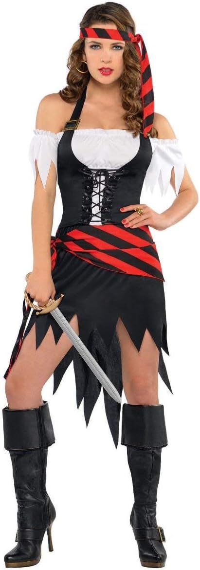 Rogue Maiden Caribbean Pirate Wench Lady Fancy Dress Up Halloween Adult Costume - Picture 7 of 12