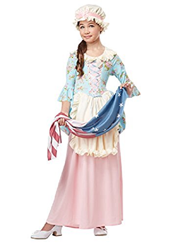 Betsy Ross Colonial Lady Patriotic Fancy Dress Up Halloween Child Costume - Picture 7 of 8