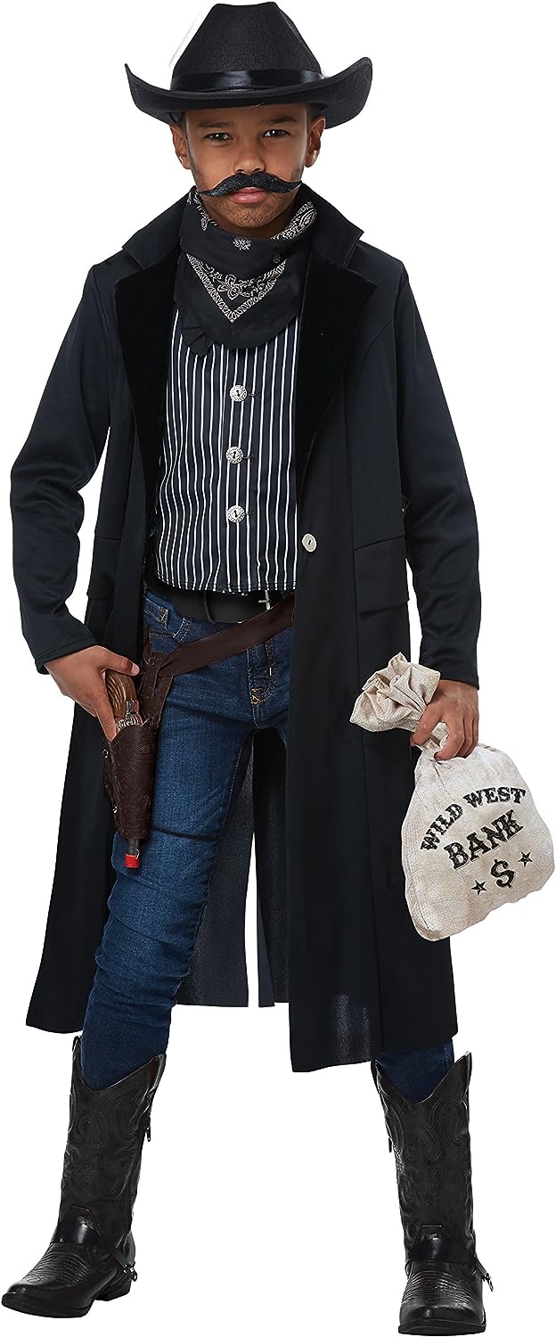 Wild West Outlaw Sheriff Cowboy Black Fancy Dress Up Halloween Child Costume - Picture 9 of 10