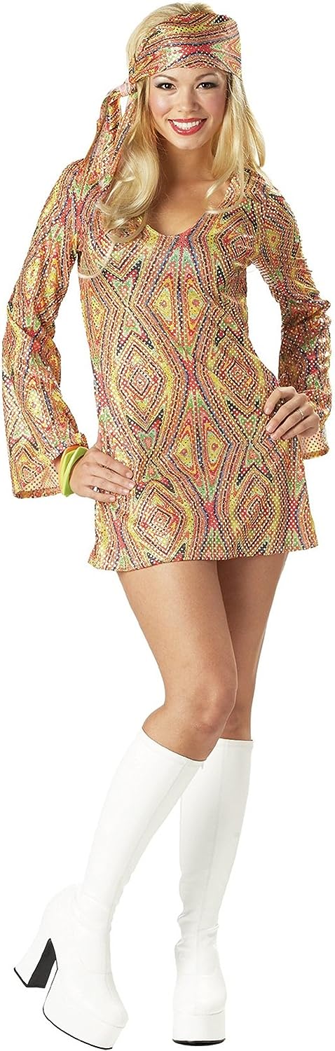 Disco Dolly 70's Retro Fever Plus Size Fancy Dress Up Halloween Adult Costume - Picture 7 of 8