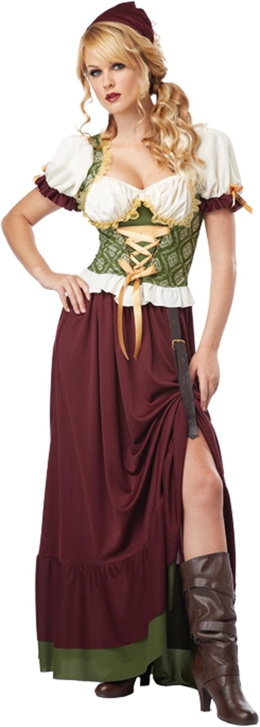 Renaissance Wench Peasant Girl Woman Fancy Dress Up Halloween Adult Costume - Picture 3 of 10
