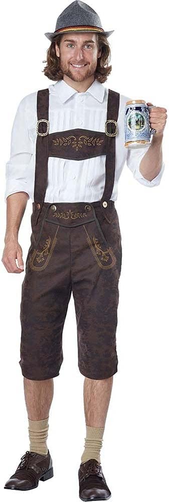 Oktoberfest Man Lederhosen Bavarian Beer Fancy Dress Up Halloween Adult Costume - Picture 3 of 8