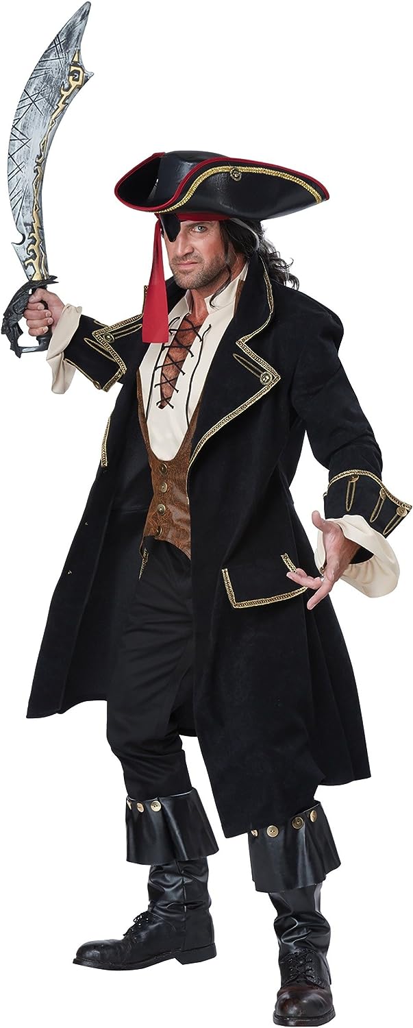 Deluxe Pirate Captain Caribbean Buccaneer Fancy Dress Up Halloween Adult Costume - Picture 7 of 8