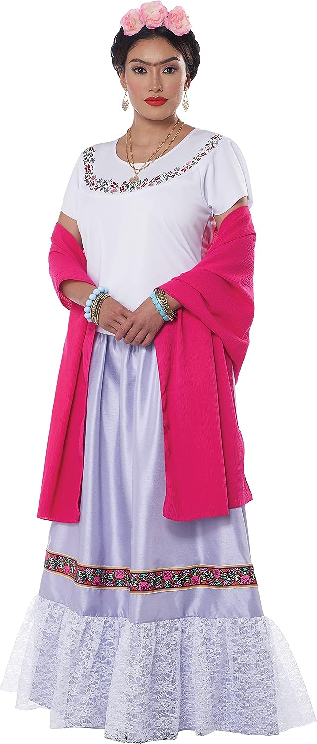 Mexican Folk Artist Frida Kahlo Painter Lady Fancy Dress Halloween Adult Costume