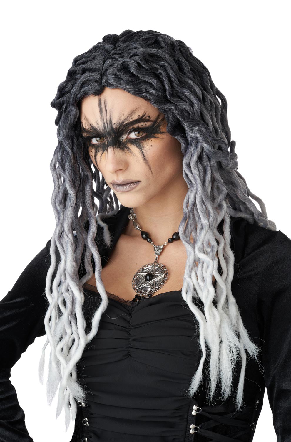 Crinkle Dreads Wig Zombie Fancy Dress Halloween Adult Costume Accessory 2 COLORS - Picture 2 of 3