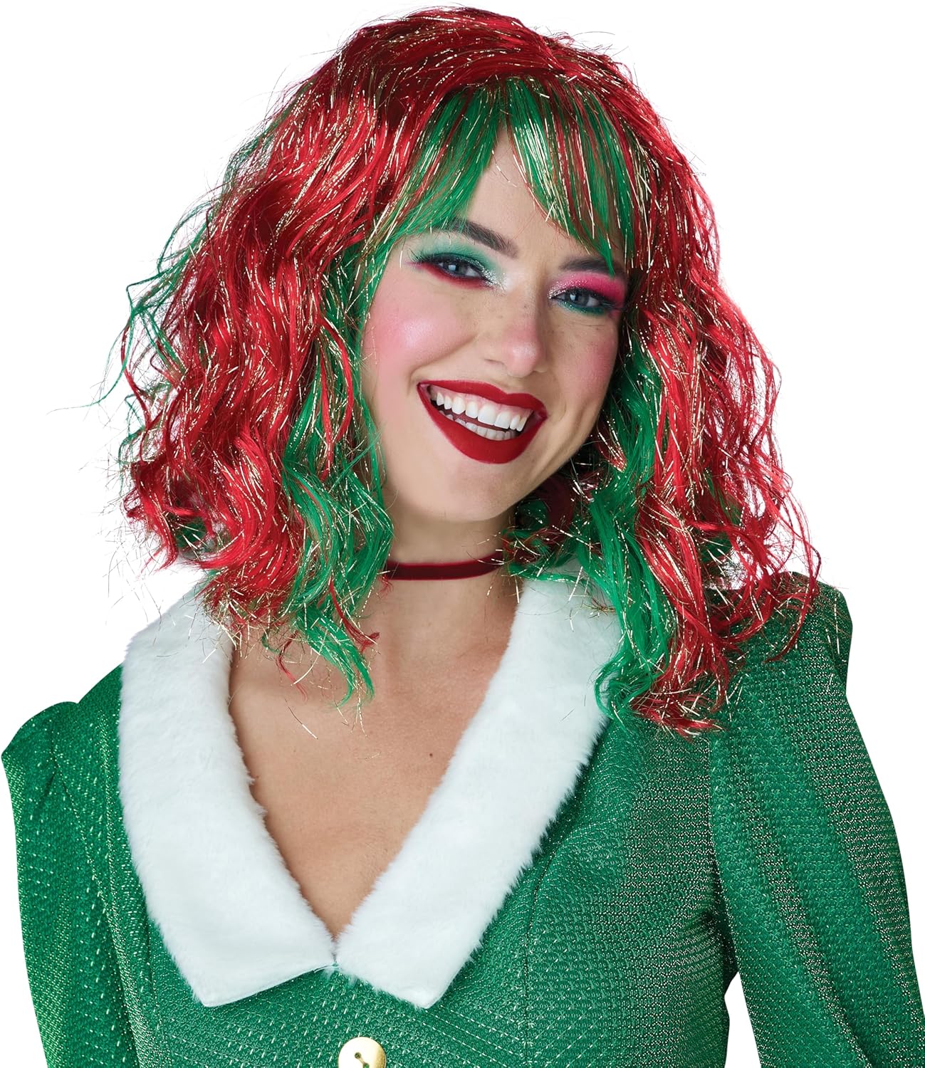 Shimmering Holiday Bob Wig Fancy Dress Up Halloween Costume Accessory 2 COLORS - Picture 3 of 3
