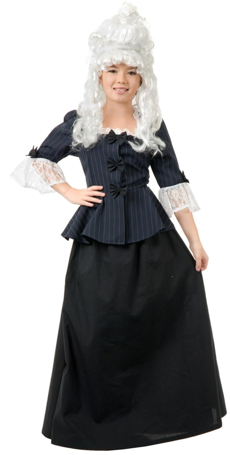 Colonial Lady Martha Washington Blue Fancy Dress Halloween Deluxe Child Costume - Picture 3 of 8