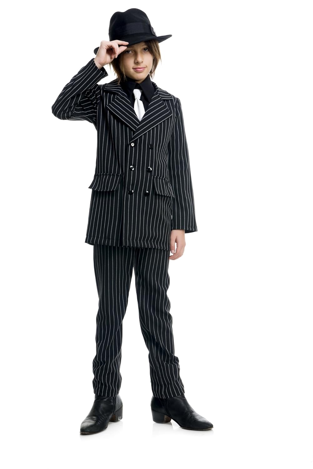 Gangster Suit Roaring 20's Mafia Mob Boss Fancy Dress Up Halloween Child Costume - Picture 5 of 6