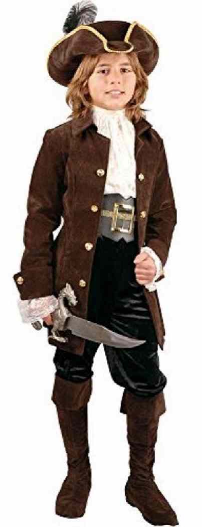 Pirate Caribbean Buccaneer Captain Brown Fancy Dress Up Halloween Child Costume - Picture 11 of 12